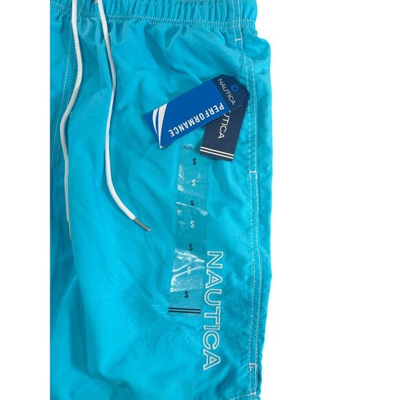 Nautica Mens S Swim Trunks Blue Quick-Dry Nylon Drawstring Elastic Waist - Picture 8 of 9